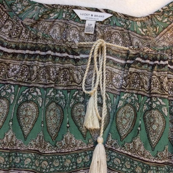 Lucky Brand Paisley Kelly Peasant Top 100% viscose - Picture 7 of 11